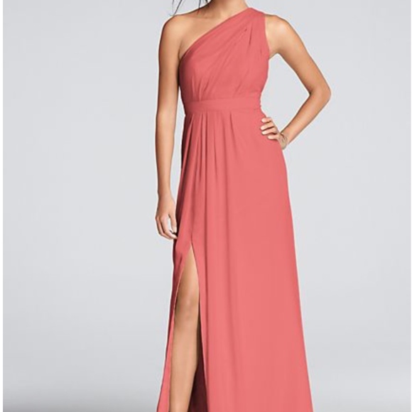 Long One-Shoulder Crinkle Chiffon Dress - Picture 1 of 5